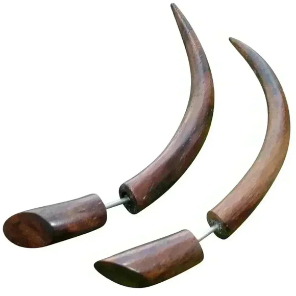 New Fake illusion taper wooden gothic earrings gauges by umbrellalaboratory - Picture 5 of 7